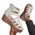 thumbnail image 4 of Hurxie Hurxie Women's Platform Wedges Heels Open Toe Summer Espadrilles Sandals with Adjustable Straps White 7.5, 4 of 7