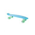 thumbnail image 1 of Patineta semiprofesional Display minicruiser tipo Penny deck azul trucks blancos ruedas verdes transparentes, 1 of 4