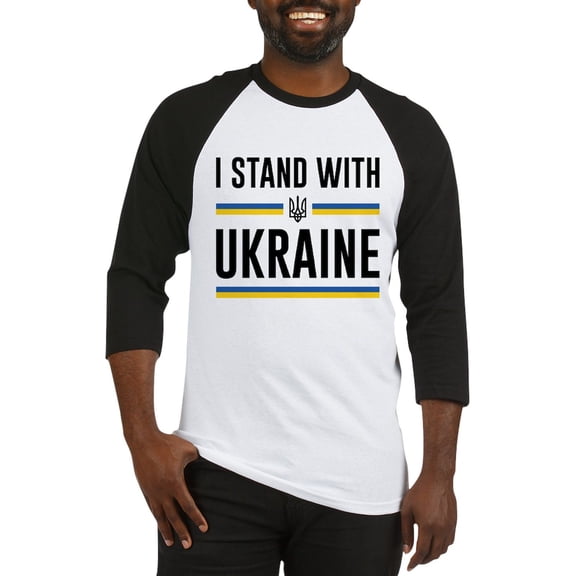 CafePress - I Stand With Ukraine Baseball Jersey - Cotton Baseball Jersey, 3/4 Raglan Sleeve Shirt
