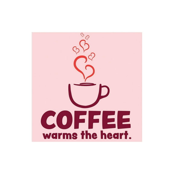 Coffee Warms Heart Pink Steaming Cup 12 x 12 Wood Wall Sign Plaque