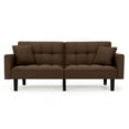 thumbnail image 2 of AVAWING 74" Modern Convertible Futon Sofa Bed, Linen Tufted Upholstered Accent Couch, Adult, Brown, 2 of 9