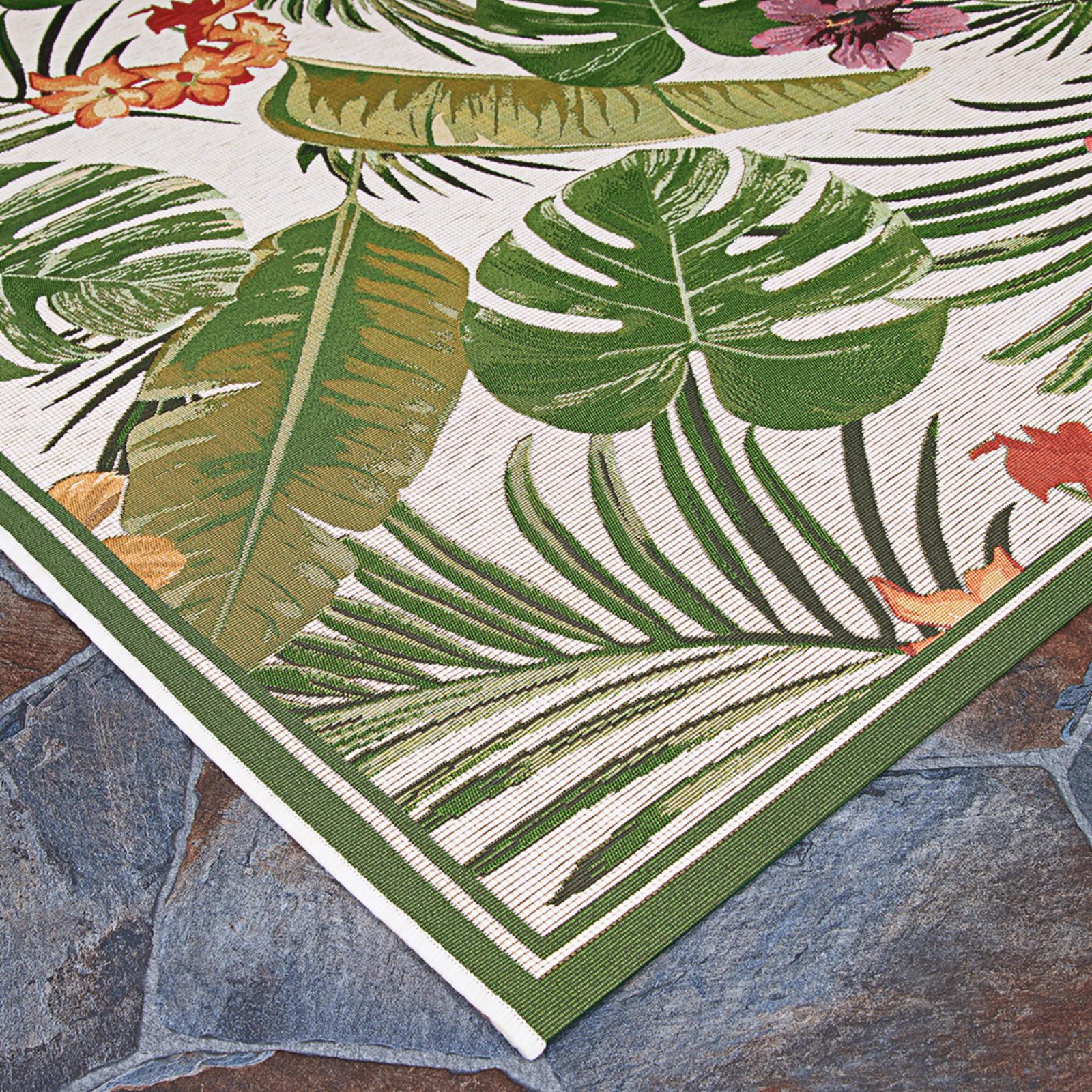 Couristan Dolce Flowering Fern Indoor / Outdoor Area Rug, Ivory-Hunter Green, 5'3" x 7'6" - image 5 of 6