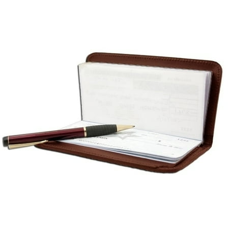 Brown Deluxe Board - AFONiE RFID Blocking Deluxe Leather Check Book Holder
