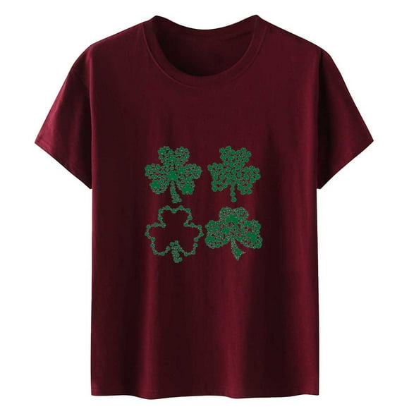 QIPOPIQ Women's Short Sleeve Crew Neck Shirts St. Patrick's Day T Shirts Tunic Shamrock T Shirt Green Shirt St Patricks Day Shirts T-Shirt Tops Tee Holiday Shirts Graphic Tees Deals