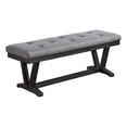 thumbnail image 1 of Weathered Gray Wood Dining Bench with Gray Fabric, 1 of 2