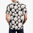 thumbnail image 4 of Balery Cute Baseball Printed Men’s Short Sleeve Polo Shirt, Midweight Men's Shirt,Golf Polo shirts -Medium, 4 of 9