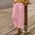thumbnail image 6 of FRSASU Wide Leg Pants Woman High Waisted Trendy Cropped Barrel Pull On Baggy Elastic Waist Loose Fit Pants with Pockets Pink, 6 of 9