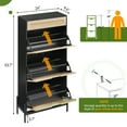 thumbnail image 2 of Natural Rattan 3 Flip Drawer Shoe Cabinet, Shoe Cabinet for Entryway, Narrow Shoe Storage Cabinet, Wood 3 Tier Slim Shoe Rack with 3-Tier Adjustable Shelves for Entryway, 2 of 9