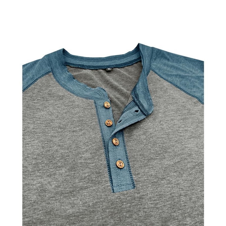 ohmzyzo Mens Henley Raglan Short Sleeve T-Shirt Casual Slim Fit
