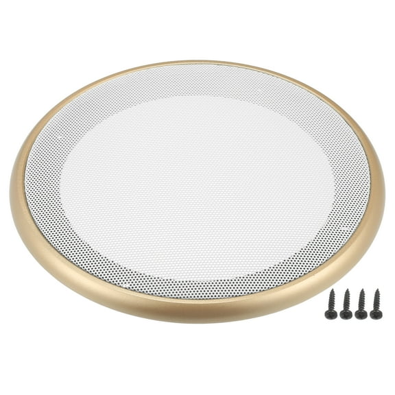 Unique Bargains 1 Set 6.5" Car Speaker Grills Cover Mesh Audio Subwoofer Protector with Mounting Screws Gold Tone White