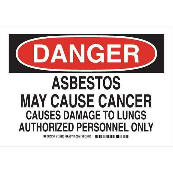 Brady Danger Sign, 7 in H, 10 in W, Polyester, Rectangle, English, 125810 125810