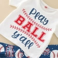 thumbnail image 5 of ZHUASHUM Baby Outfits For Boys Girls Toddler Short Sleeve Baseball Printed T Shirt Pullover Tops Bell Bottoms Pants Outfits White,18-24 Months, 5 of 7