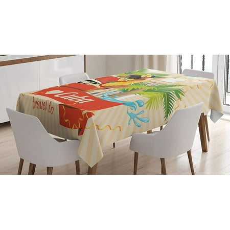 

WISH TREE Orient Tablecloth Morocco Culture Old Tile Design with Abstract Star and Round Floral Motifs Rectangular Table Cover for Dining Room Kitchen Decor