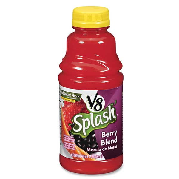 V8 Splash Berry Blend Juice 16 oz Plastic Bottles Pack of 12