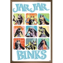 Star Wars: The Phantom Menace - Jar Jar Binks Grid Wall Poster, 14.725" x 22.375" Framed