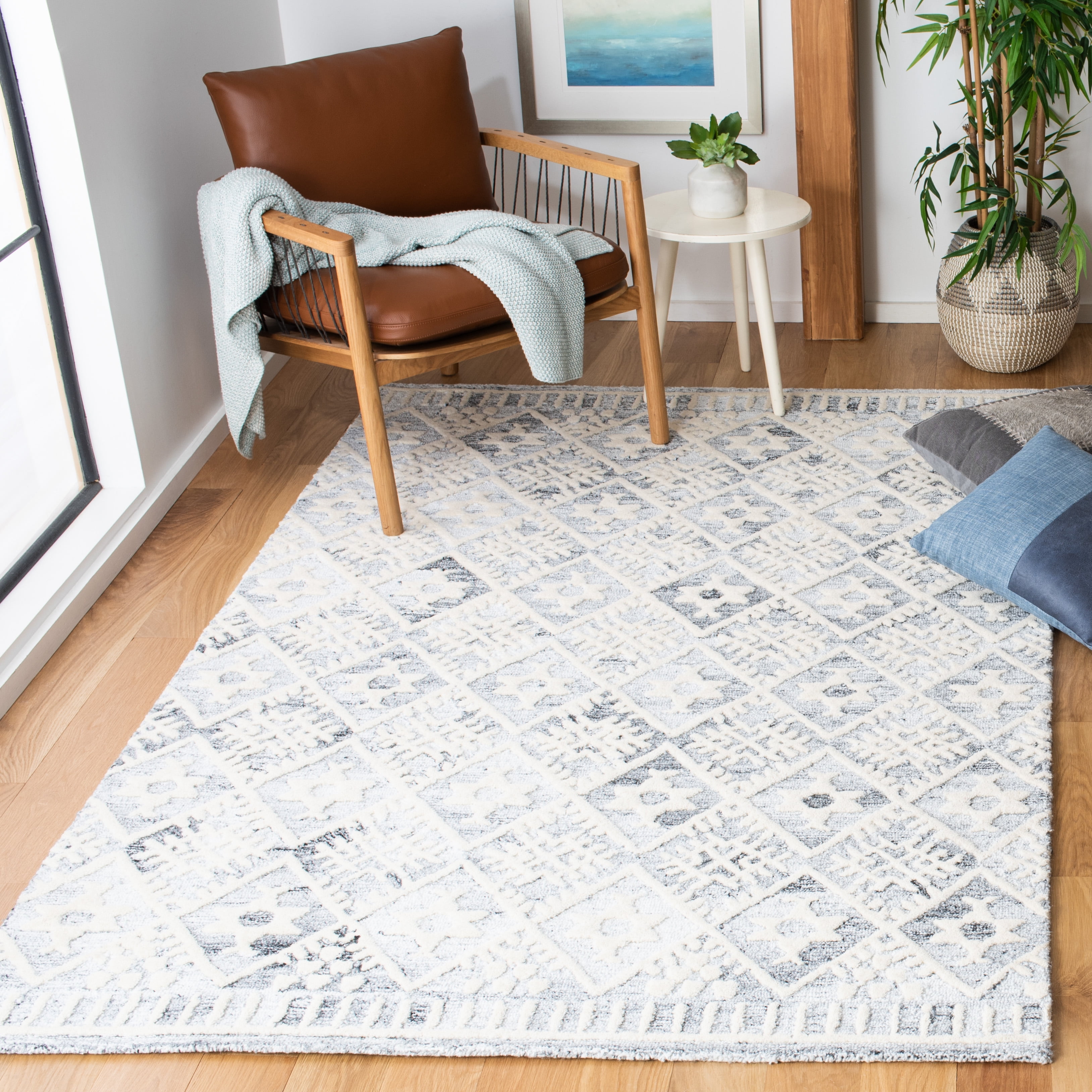 SAFAVIEH Roslyn Desi Geometric Area Rug, Grey/Ivory, 5' x 8'