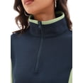 thumbnail image 6 of DARING DIVA Women's Quarter Zip Pullover Cropped Sweatshirt S Navy Blue Green, 6 of 7