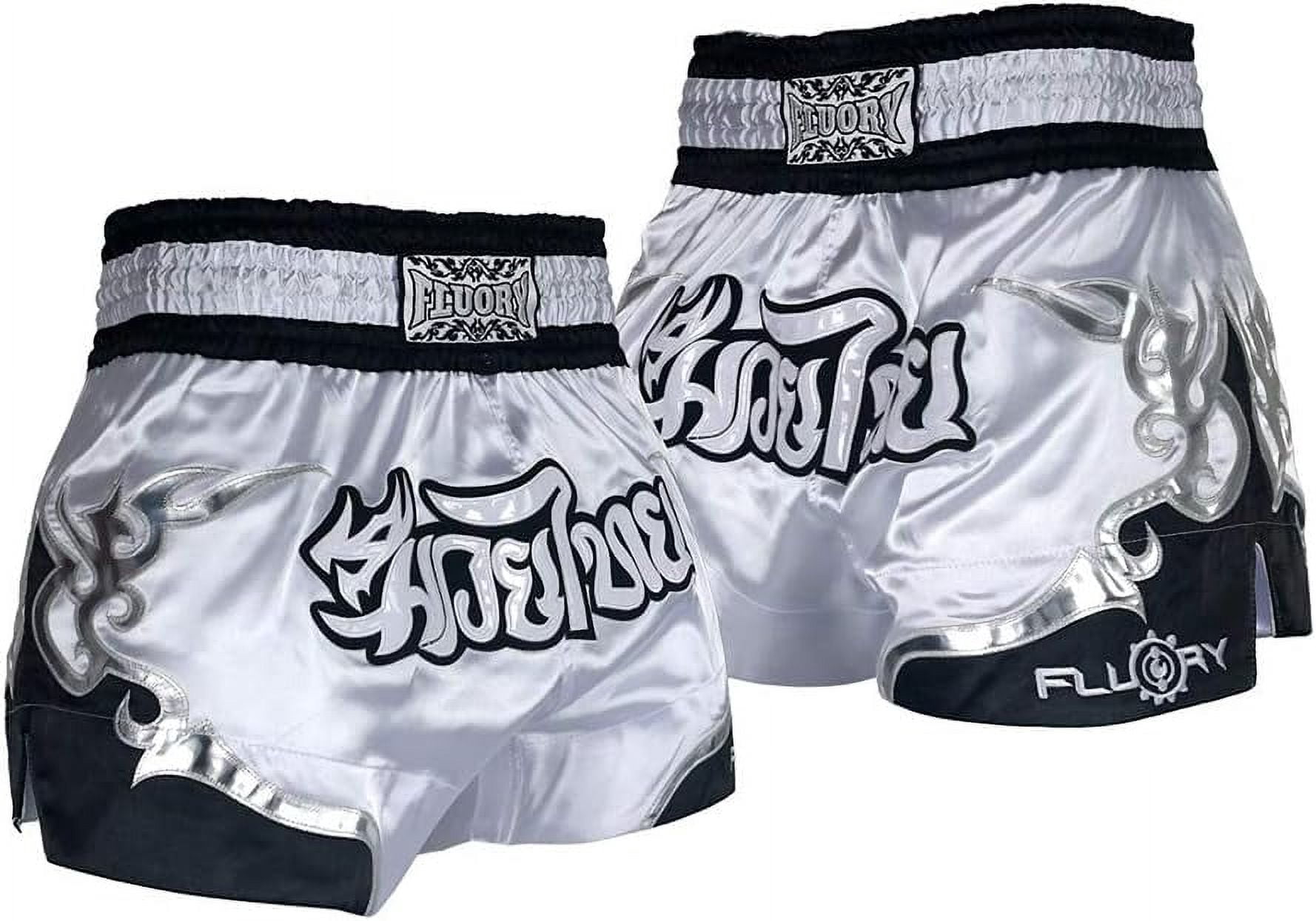 FLUORY Pantaloncini Da Muay Thai E MMA – Morbidi, Traspiranti Con Vita Alta E Chiusura A Coulisse Per Training E Combattimento