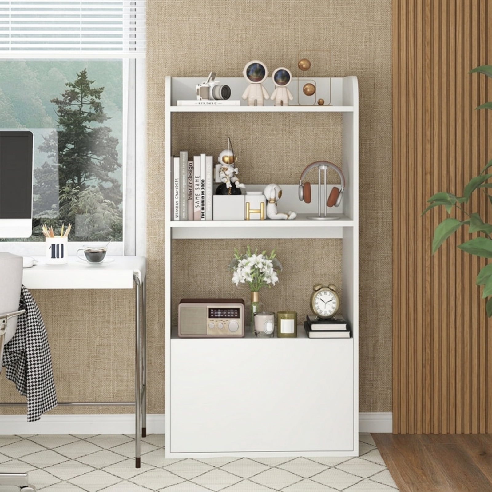 Furnibear Freestanding Bookshelf with 3-Tier Open Shelf for Living Room Home Office Bedroom Display Storage Shelf, White