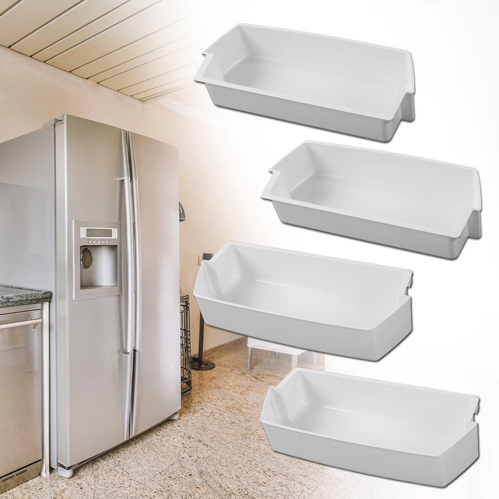 CROSSDESIGN 4 Packs White Shelf Bin Replacement Fit for Kenmore Whirlpool Refrigerator 218717