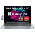 thumbnail image 1 of Lenovo IdeaPad 1 15.6" FHD Anti-Glare Laptop, AMD Ryzen 7 5700U, 16GB RAM, 512GB PCIe SSD, AMD Radeon Graphics, HD Webcam, WiFi 6, Bluetooth, Win 11 Pro, Cloud Gray, 32GB Hotface USB Card, 1 of 7