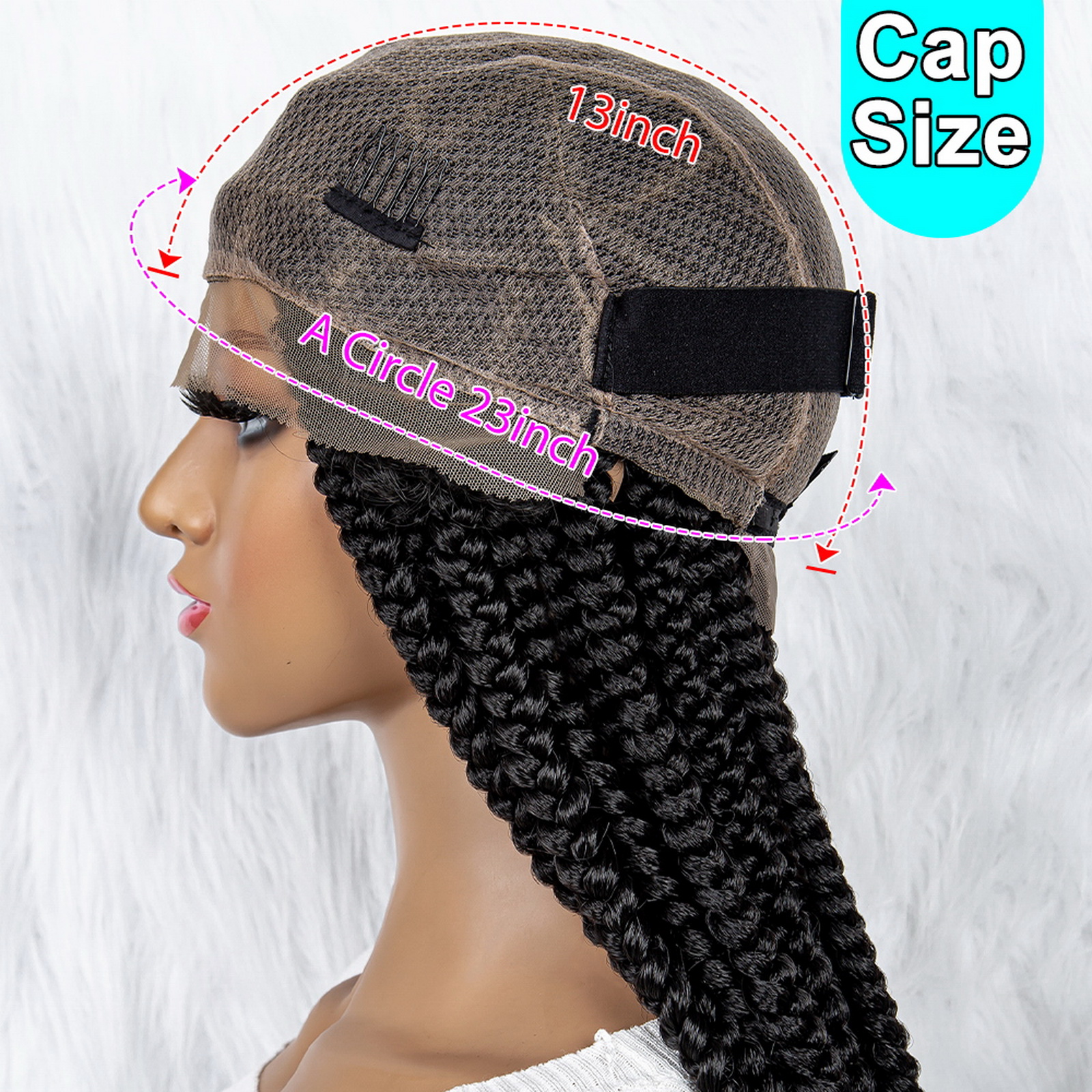 Braided Wigs for Women Full Double Lace Braided Wigs Knotless Box Synthetic Lace Front Braided Wigs Cornrow Braids with Baby Hair Handmade Braided Wigs 32 inches