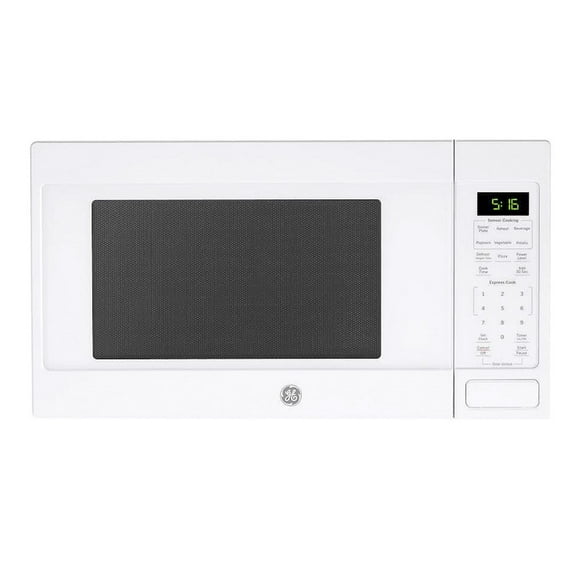 GE 1.6 cu ft Countertop Microwave Oven in White – 1150-Watt, Sensor Cooking, One-Touch Presets, Even Heating, Medium Size