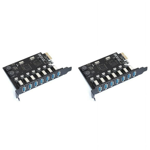 2X USB 3.0 PCI Express Adapter PCI E to 7 Ports USB 3 Expansion Adapter Card USB3 PCIe PCI-E X1 Controller Converter