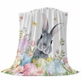 thumbnail image 6 of Easter Blanket Soft Cozy Warm Throw Blanket for Couch, Plush Fuzzy Flannel Fleece Blankets for Sofa, Spring Rustic Botanical Floral Rabbit Eggs Leaves Bed Blankets Lightweight Gifts for Men, 40"x60", 6 of 9