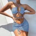 thumbnail image 2 of Sngxgn High Waisted Swimsuits for Women Bikini Sets Sets Tummy Control(Blue,XL), 2 of 4