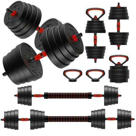 4-in-1 Adjustable Dumbbell Set – Converts to Barbell, Kettlebell & Push-Up Stands w/ Interchangeable Plates & Non-Slip Grips