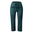 thumbnail image 4 of Pantalon Ample en Lin Uni pour Femmes, 7/8, avec Poches, 4 of 4