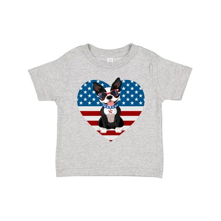 

Inktastic Boston Terrier Dog US Flag July 4th Gift Toddler Boy or Toddler Girl T-Shirt