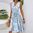 thumbnail image 4 of Summer Dresses, Floral Wedding Guest Casual V Neck Sleeveless Tunic Tank Dress Cocktail Beach Work Dresses For Women Casual Plus Size Maxi Dress Cocktail Spring Maxi Dresses (L, Sky Blue) ZMTing, 4 of 5