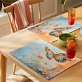 thumbnail image 4 of Placemat Set of 6 Orange Butterfly Flowers Placemats for Dining Table Blue Modern Art Washable Table Mats for Kitchen and Party Decor Indoor & Outdoor Use, 4 of 8