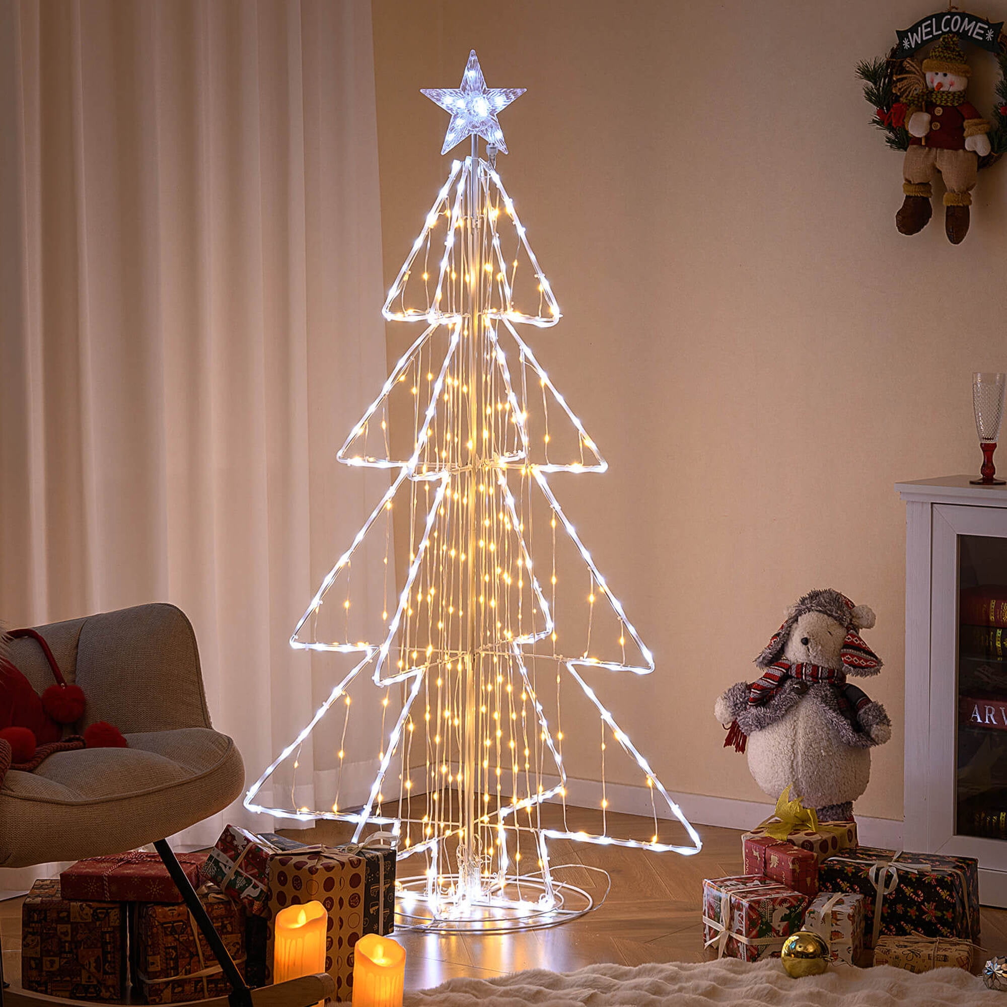 Costway 5 FT Animated Christmas Tree with 252 Warm 202 Cold LED