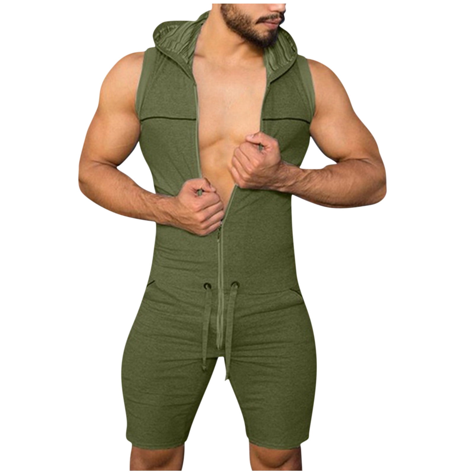 AXYRXWR Men's Summer Romper Zipper Playsuit One-Piece Short Sleeve Jumpsuit  with Pockets Male Bodysuit Outfits Plus Size (Blue, m) at Amazon Men's  Clothing store