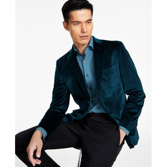 Alfani Men’s Slim-Fit Solid Velvet Sport Coats, Teal, 36R