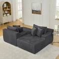thumbnail image 4 of 83" Oversized Double Chaise Lounge, Compressed Upholstered Sleeper Sofa Bed, Cloud Sectional Couch with Pillows for Living Room, No Assembly Required, Dark Gray, 4 of 10