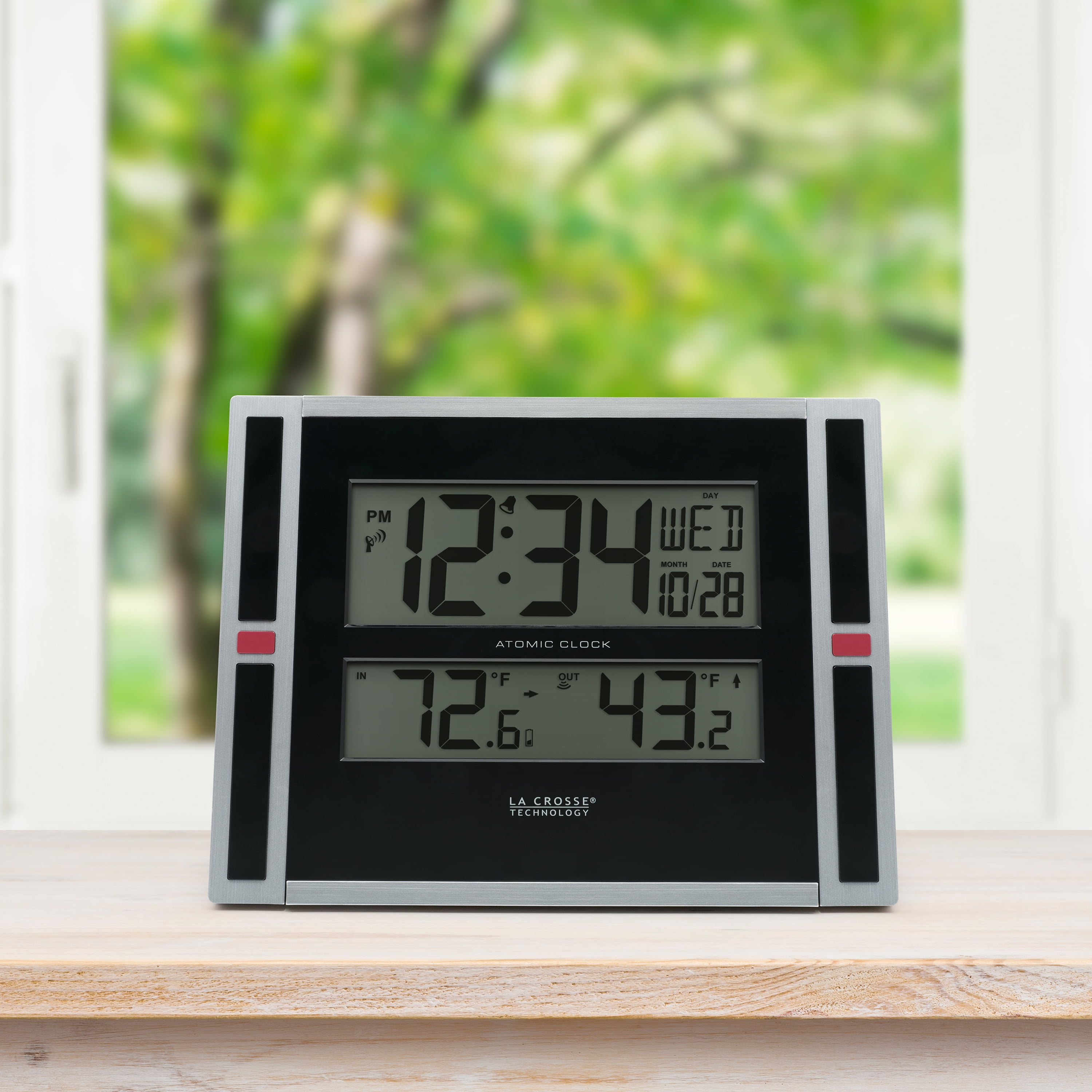 La Crosse Technology 11" Modern Atomic Digital Tabletop / Wall Clock with Temperature, 513-149-Int