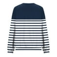 thumbnail image 4 of HOMBOM Casual Sweatshirt for Women Striped Crew Neck Navy Pullover Graphic Hoodless Womens Tops Long Sleeve, 4 of 5