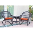 thumbnail image 2 of Jeco 3 Piece Wicker Conversation Set in Espresso with Orange Cushions, 2 of 2