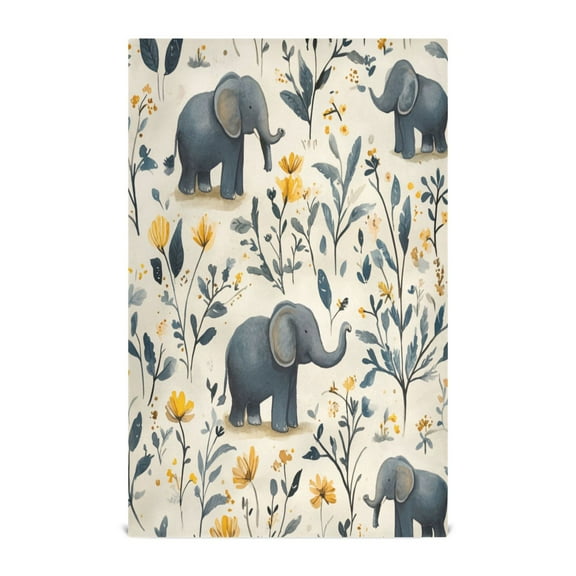 WOBOGO Lovely Elephants Kitchen Towel 1 Piece Large Cotton Dishcloth Premium Absorbency Set with Hanging Loop