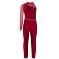 thumbnail image 4 of dPois Combinaison de Danse Asymétrique pour Filles, Justaucorps de Patinage Artistique, Rouge 8, 4 of 5