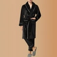 thumbnail image 7 of Robes Set for Men Plush Flannel Bathrobe and Pajamas Pants Soft Fleece Knee Length Bathrobe House Coat Sleepwear Sets, Black, XXXL, 7 of 7