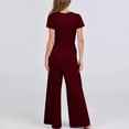 thumbnail image 7 of cfhntfmh Dressy Jumpsuits for Women Summer Loose Short Sleeve Crewneck Outfits Ribbed Knit Wide Leg Flowy Rompers with Pockets, 7 of 7