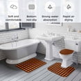 thumbnail image 5 of Black Orange Plaid Bath Mat 3 Piece Bathroom Rug Set, Farmhouse Buffalo Check Gingham Non Slip Bath Rug Contour Mat and Toilet Lid Cover, Absorbent Shower Mats Soft Bath Rugs and Mats Sets, 5 of 8