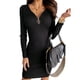 thumbnail image 2 of Poliéster Mujer V Cuello Vestido Fiesta Tejido Elegante Cremallera negro Colcomx Vestido de cuello en V para mujer, 2 of 8