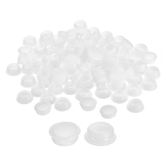 Uxcell 100Pack 15mm(19/32") Dia Plastic Screw Hole Plugs Thread Type Covers, Clear