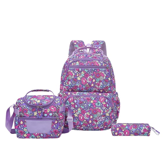 3-Piece Backpack Set for School, Bookbag with Lunch Tote and Pencil Case